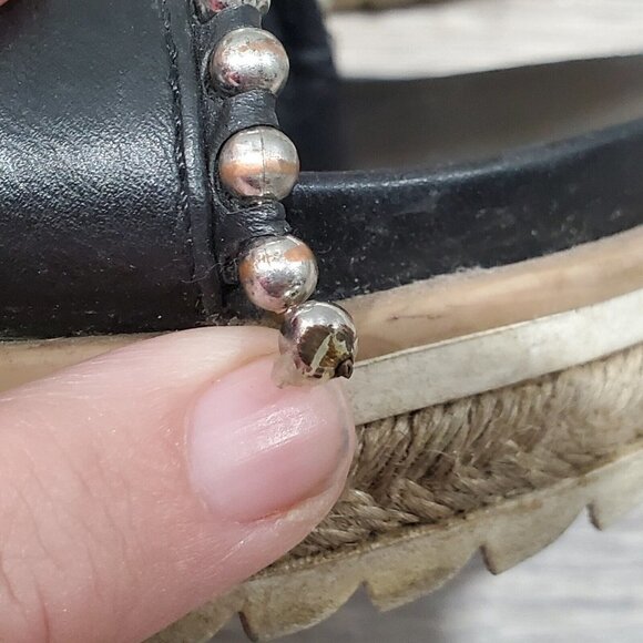 Zara Black Silver Studded Cross Strap Slides Womens 9 Open Toe Slip On Sandals - Picture 11 of 15